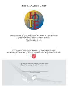 Council of Hope Certificate Couple (CCOH01)